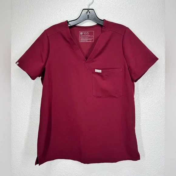 FIGS Catarina Technical Collection Scrub Top Short Sleeve Small Maroon FW1000 - Picture 1 of 7